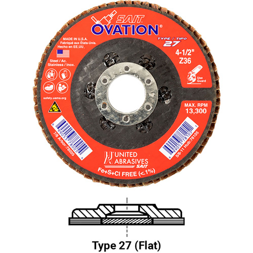 OVATION MEULE LAMELLE5X5/8 11 GRAIN36, 5" x 5/8"-11, Type 27, Grain 36, Zirconium EastCoast Offshore Supplies