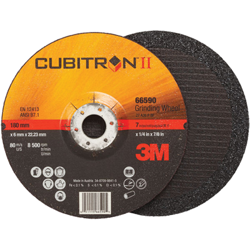 Cubitron II Depressed Centre Grinding Wheels, 4" x 1/4", 3/8" Arbor, Type 27 EastCoast Offshore Supplies