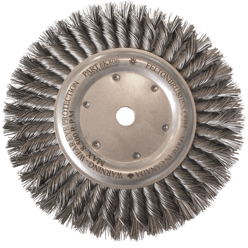 Brosses m&eacute;talliques &agrave; touret, Dia. 8", Fils 0,014", Arbre 5/8"-11, Acier EastCoast Offshore Supplies