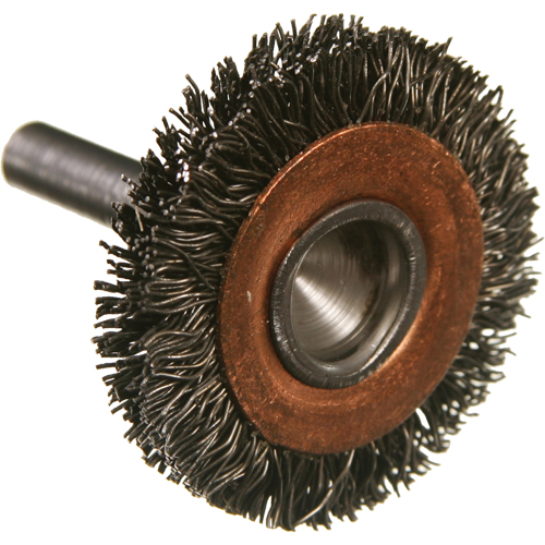 Brosses mont&eacute;es &agrave; fils cr&ecirc;p&eacute;s circulaires, 3", Fils 0,014", Tige 1/4" EastCoast Offshore Supplies