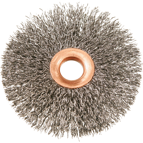Brosses rotatives &agrave; fils cr&ecirc;p&eacute;s avec moyeu en cuivre 3", 3" dia., Fils 0,012", Arbre 1/2" EastCoast Offshore Supplies