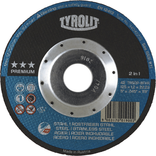 Premium 2 in 1 Thincut Cut-Off Wheel, 5" x 0.045", 7/8" Arbor, Type 27, Aluminum Oxide, 12250 RPM EastCoast Offshore Supplies