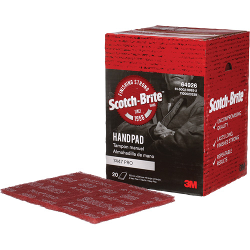 Tampons manuels Scotch-Brite 7447, Oxyde d'aluminium, 9" x 6", Grain Tr&egrave;s fin EastCoast Offshore Supplies