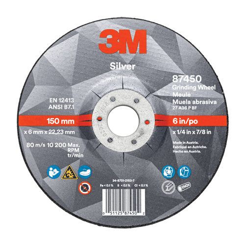 Silver Depressed Centre Grinding Wheel, 4" x 1/4", 3/8" Arbor, Ceramic, Type 27 EastCoast Offshore Supplies
