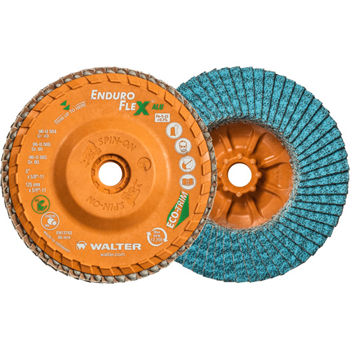 Disque &agrave; lamelles vissable Enduro-Flex Alu, 5" x 5/8"-11, Type 27, Grain 40, Alumine de zirconium EastCoast Offshore Supplies
