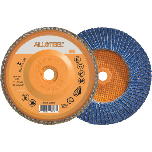 ALLSTEEL Flap Disc, 5" x 5/8"-11, Type 27, 80 Grit, Zirconia Alumina EastCoast Offshore Supplies