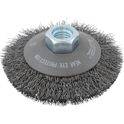 Brosse &agrave; fils torsad&eacute;s AllSteel, 4" dia., Fils 0,0118", Arbre 5/8"-11 EastCoast Offshore Supplies