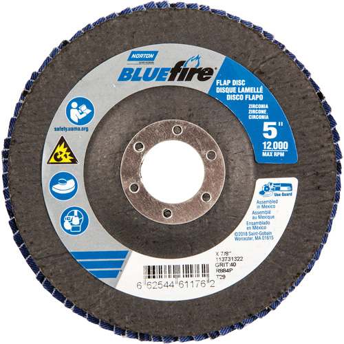 Bluefire Flap Disc, 5" x 7/8", Type 29, 40 Grit, Zirconia Alumina EastCoast Offshore Supplies