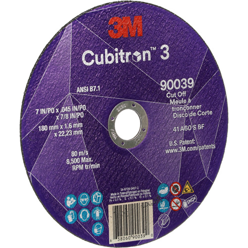 Cubitron 3 Cut-Off Wheel, 7" x 0.09", 7/8" Arbor, Type T27, Ceramic, 8500 RPM EastCoast Offshore Supplies