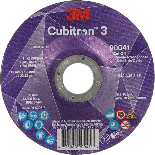 Cubitron 3 Cut-Off Wheel, 4-1/2" x 0.045", 7/8" Arbor, Type T27, Ceramic, 13300 RPM EastCoast Offshore Supplies
