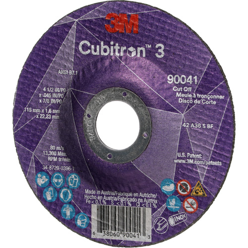 Cubitron 3 Cut-Off Wheel, 4-1/2" x 0.045", 7/8" Arbor, Type T27, Ceramic, 13300 RPM EastCoast Offshore Supplies