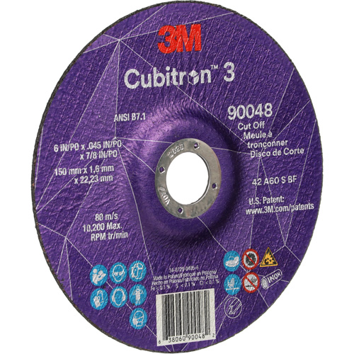 Cubitron 3 Cut-Off Wheel, 6" x 0.045", 7/8" Arbor, Type T27, Ceramic, 10200 RPM EastCoast Offshore Supplies
