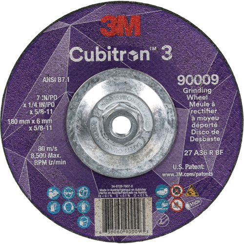 Meule a moyeu d&eacute;port&eacute; Cubitron 3, 7" x 1/4", Arbre 5/8"-11, C&eacute;ramique, Type T27 EastCoast Offshore Supplies