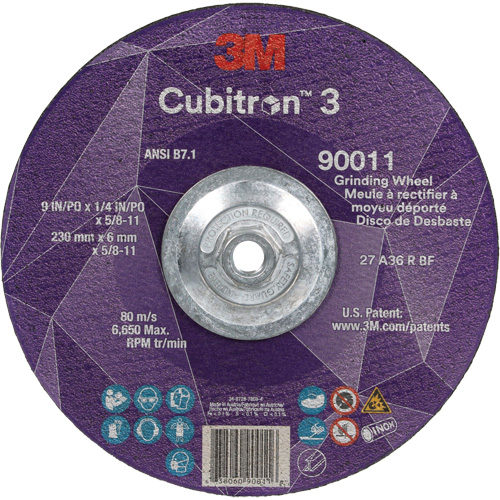 Cubitron 3 meule a moyeu d&eacute;port&eacute;, 9" x 0,25", Arbre 5/8"-11, C&eacute;ramique, Type T27 EastCoast Offshore Supplies