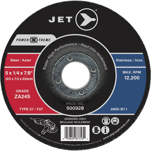Power-Xtreme ZA24S Grinding Wheel, 5" x 1/4", 7/8" Arbor, Type 27 EastCoast Offshore Supplies