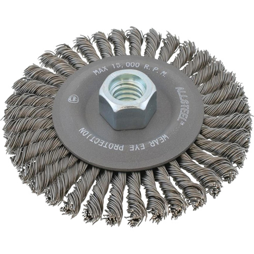 Brosse &agrave; fils m&eacute;talliques ALLSTEEL, 6" dia., Fils 0,02", Arbre 5/8"-11 EastCoast Offshore Supplies