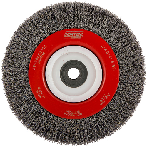 Crimped Bench Wheel, 6" Dia., 0.014" Fill, 1/2"-2 Arbor EastCoast Offshore Supplies