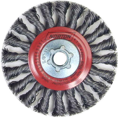 Full Cable Twist Wire Wheel, 4" Dia., 0.02" Fill, 5/8"-11 Arbor, Steel EastCoast Offshore Supplies