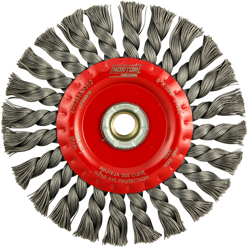Full Cable Twist Wire Wheel, 6" Dia., 0.023" Fill, 5/8"-11 Arbor, Steel EastCoast Offshore Supplies