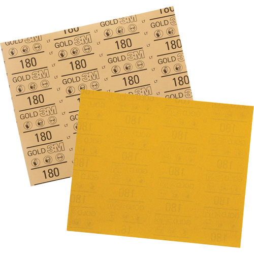 Feuille abrasive dor&eacute;e 12545, 9" x 11", Grain 180, Oxyde d'aluminium EastCoast Offshore Supplies