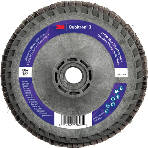 Cubitron 3 Flat Flap Disc with Quick Change 1169F, 4-1/2" x 5/8"-11, Type T27, 60+ Grit, Ceramic EastCoast Offshore Supplies