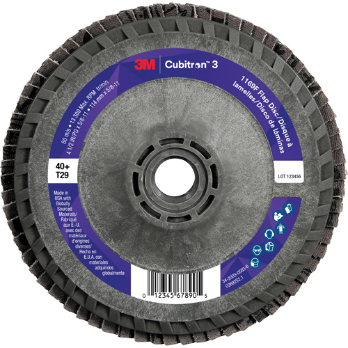 Cubitron 3 Conical  Flap Disc with Quick Change 1169F, 4-1/2" x 5/8"-11, Type T29, 40+ Grit, Ceramic EastCoast Offshore Supplies