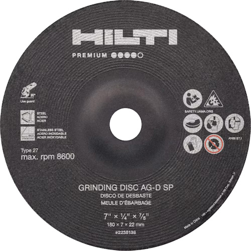 AG-D SP Premium Grinding Wheels, 5" x 1/4", 7/8" Arbor, Zirconium, Type 27 EastCoast Offshore Supplies