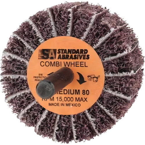 Standard Abrasives Buff and Blend Combi-Wheel 898001, 2" Dia. x 1" W, 1/4" Arbor, Aluminum Oxide EastCoast Offshore Supplies
