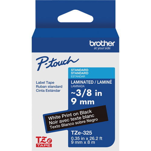 P-touch&reg; Labeling Systems, 9 mm x 314.96" or 8 m, White on Black EastCoast Offshore Supplies
