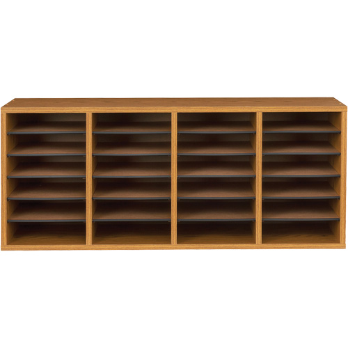 Casier &agrave; compartiments r&eacute;glable pour documentation, Stationnaire, 24 fentes, Bois, 39-1/4" la x 11-3/4" p x 16-1/4" h EastCoast Offshore Supplies