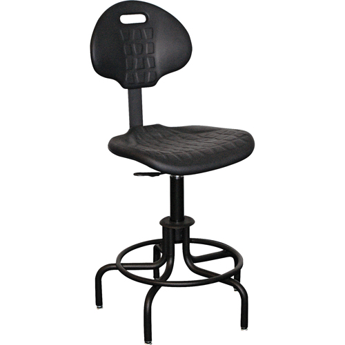 6000 Series Stool with Back, Stationary, Adjustable, 24" - 29", Polyurethane Seat, Black EastCoast Offshore Supplies