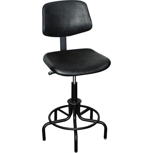 6000 Series Stool with Back, Stationary, Adjustable, 25" - 30", Polyurethane Seat, Black EastCoast Offshore Supplies
