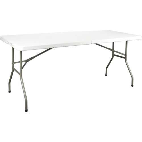 Table se pliant en deux, Rectangulaire, 72" l x 30" la, Poly&eacute;thyl&egrave;ne, Blanc EastCoast Offshore Supplies