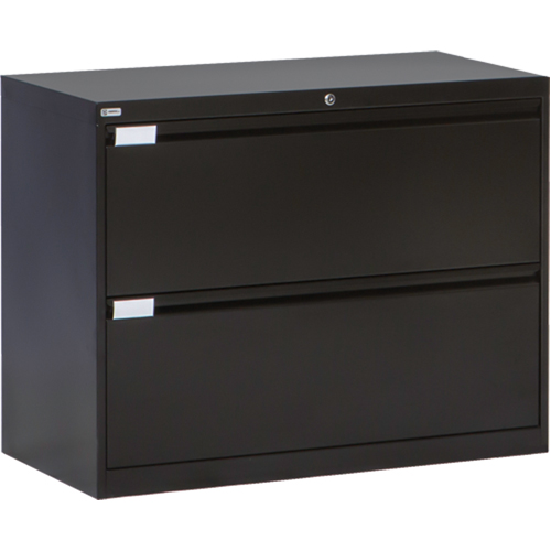 Lateral Filing Cabinet, Steel, 2 Drawers, 36" W x 18" D x 27-7/8" H, Black EastCoast Offshore Supplies