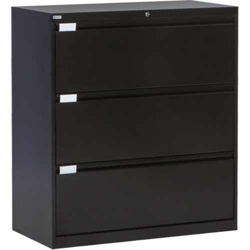 Classeur lat&eacute;ral, Acier, 3 tiroirs, 36" la x 18" p x 40-1/16" h, Noir EastCoast Offshore Supplies
