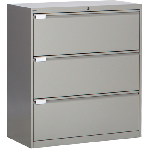 Lateral Filing Cabinet, Steel, 3 Drawers, 36" W x 18" D x 40-1/16" H, Grey EastCoast Offshore Supplies