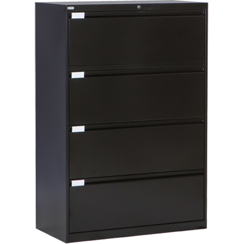 Lateral Filing Cabinet, Steel, 4 Drawers, 36" W x 18" D x 53-3/8" H, Black EastCoast Offshore Supplies