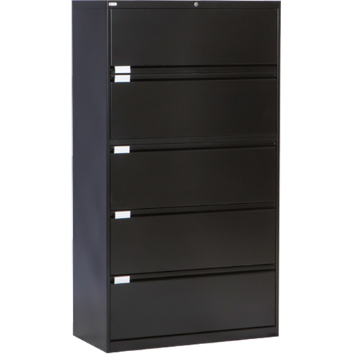 Lateral Filing Cabinet, Steel, 5 Drawers, 36" W x 18" D x 65-1/2" H, Black EastCoast Offshore Supplies