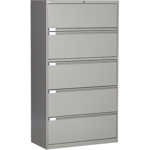 Lateral Filing Cabinet, Steel, 5 Drawers, 36" W x 18" D x 65-1/2" H, Grey EastCoast Offshore Supplies