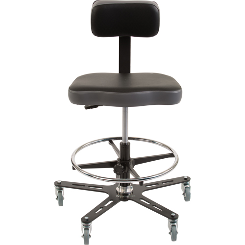 TF160 Industrial Grade Ergonomic Chair, Mobile, Adjustable, 20-1/2" - 28-1/2", Vinyl Seat, Black/Grey EastCoast Offshore Supplies
