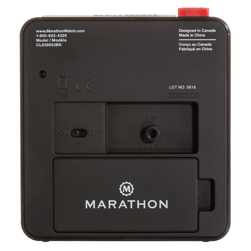 Desk Alarm Clock, Analog, Battery Operated, 3.5" W x 1.5" D x 3.75" H, Black EastCoast Offshore Supplies