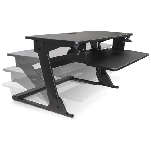 Poste de travail assis-debout Goya, Mod&egrave;le de bureau, 21" h x 35-2/5" la x 24" p, Noir EastCoast Offshore Supplies