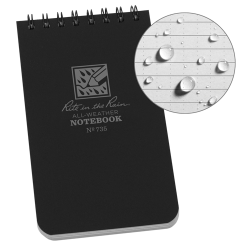 Pocket Top-Spiral Notebook, Soft Cover, Black, 100 Pages, 3" W x 5" L EastCoast Offshore Supplies