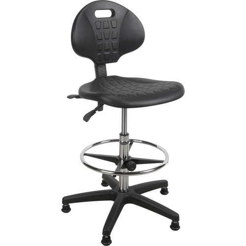Heavy-Duty Ergonomic Stool, Stationary, Adjustable, 39” - 48”, Polyurethane Seat, Black EastCoast Offshore Supplies