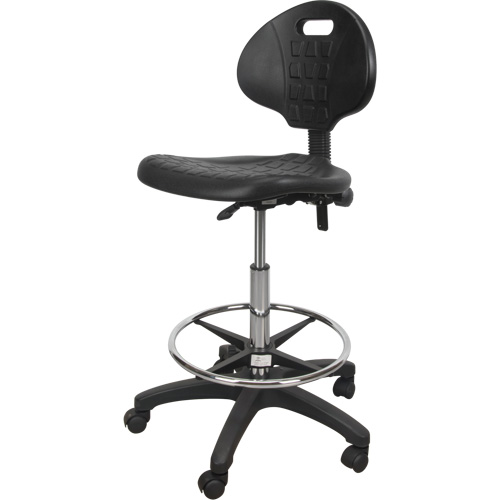 Tabouret robuste et ergonomique, Mobile, Ajustable, 39" - 48", Polyur&eacute;thane Si&egrave;ge, Noir EastCoast Offshore Supplies