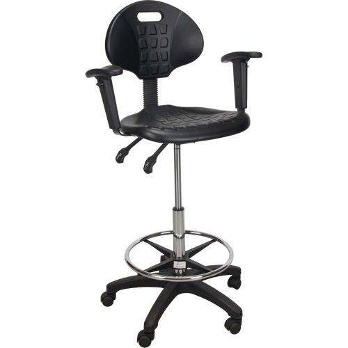 Heavy-Duty Ergonomic Stool with Adjustable Arm Rests & Nylon Stem Casters, Mobile, Adjustable Height, 250 lbs. Capacity EastCoast Offshore Supplies