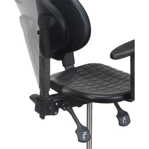 Heavy-Duty Ergonomic Stool with Adjustable Arm Rests, Stationary, Adjustable, 39" - 48", Polyurethane Seat, Black EastCoast Offshore Supplies