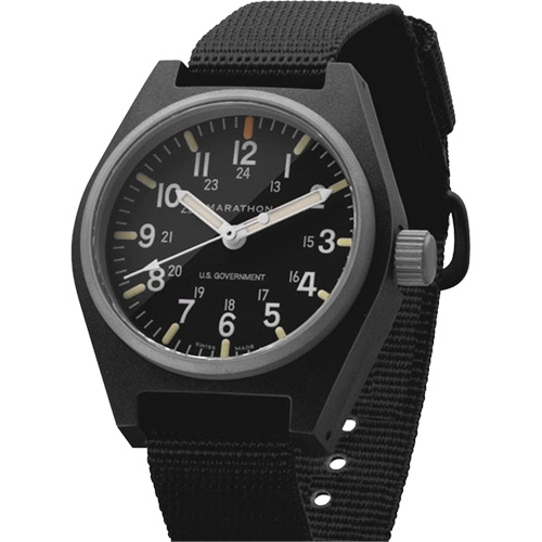 Montre au quartz d'usage g&eacute;n&eacute;ral avec MaraGlo, Analogique, &agrave; piles, 0,6" la x 1,3" p x 0,4" h, Noir EastCoast Offshore Supplies