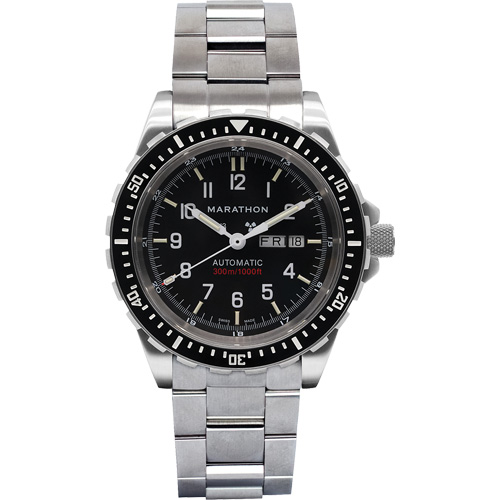 Tr&egrave;s grande montre automatique avec jour/date avec bracelet en acier inoxydable, Num&eacute;rique, &agrave; piles, 46 mm, Argent EastCoast Offshore Supplies