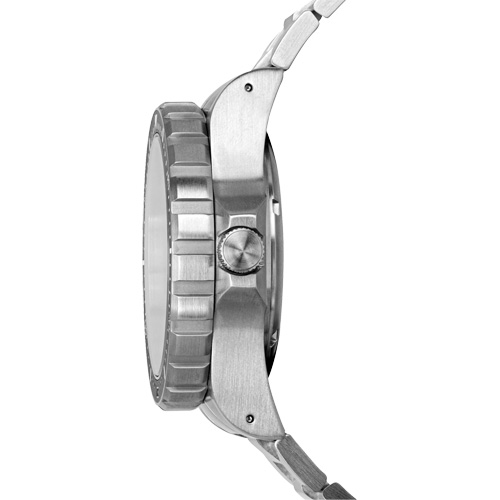 Tr&egrave;s grande montre automatique avec jour/date avec bracelet en acier inoxydable, Num&eacute;rique, &agrave; piles, 46 mm, Argent EastCoast Offshore Supplies